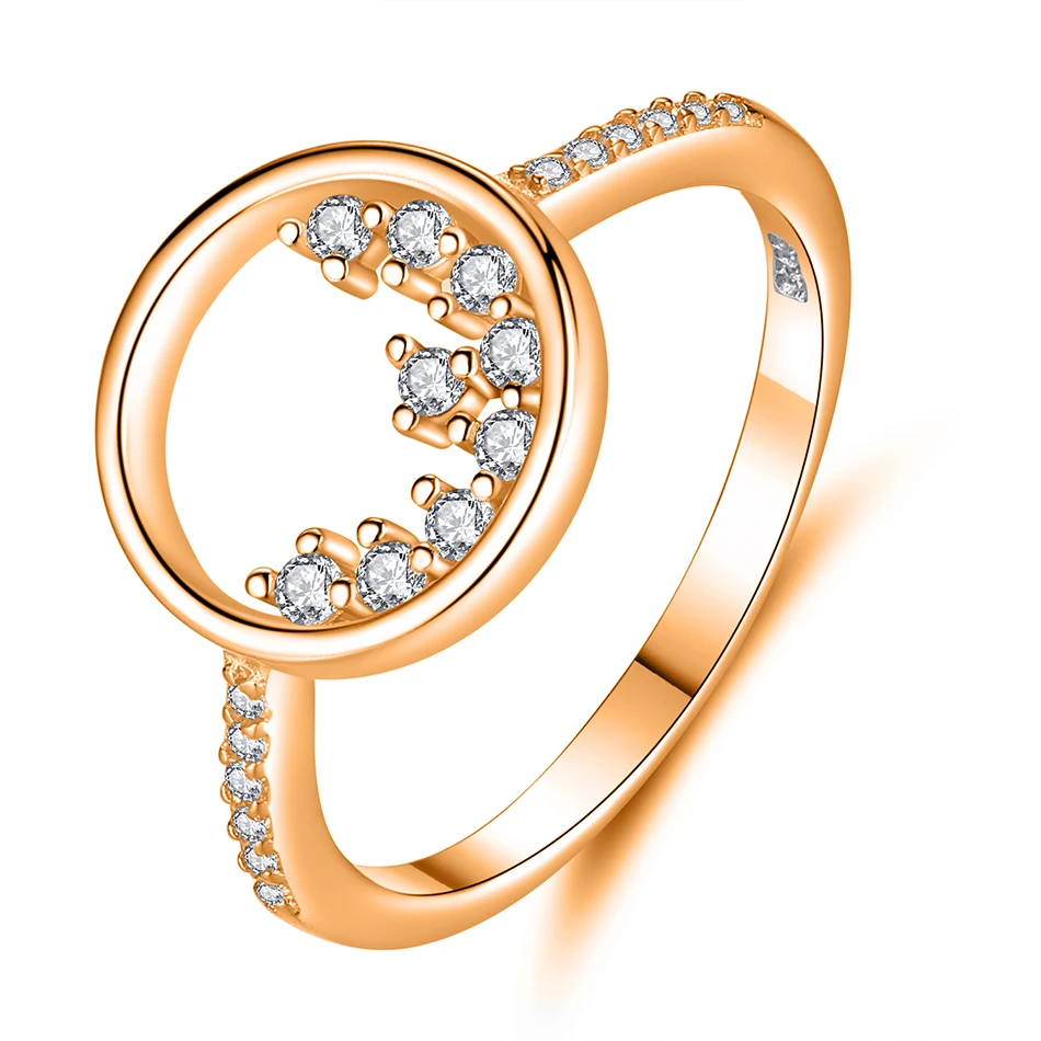 

Fashion jewelry 925 Sterling Silver Round shape ring Rose Gold Plated Ring For Women Engagement Rings