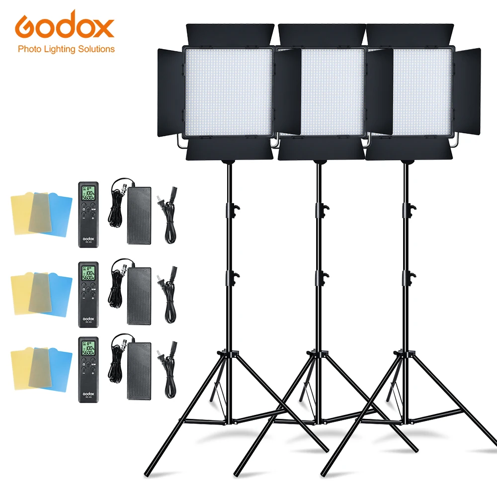 

3PCS Godox LED1000W 5600K LED Light Kit with 3PCS 2.8m Light Stand Video Continuous Light Kit for Children's Video, Other