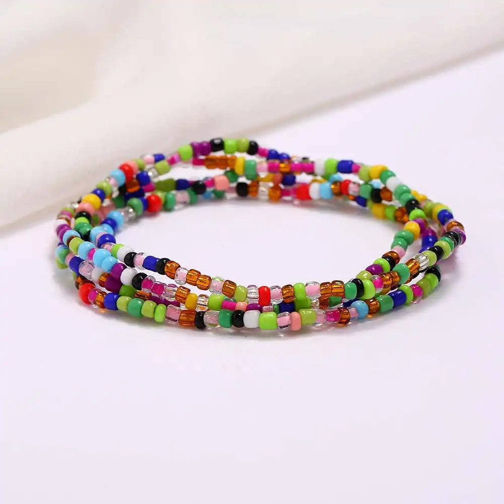 
Factory price wholesale Bohemian multi layer colored rice bead waist beads 