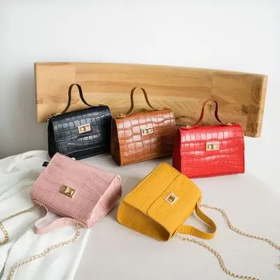 

luxury The New Fashion Trend Single Strap Shoulder Custom Lady Pouch Bag Chain Handbags Women Bags With Texture, Brown, red, pink, black, yellow