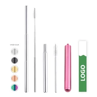 

Fda 304 rainbow keychain reusable collapsible metal straws with logo