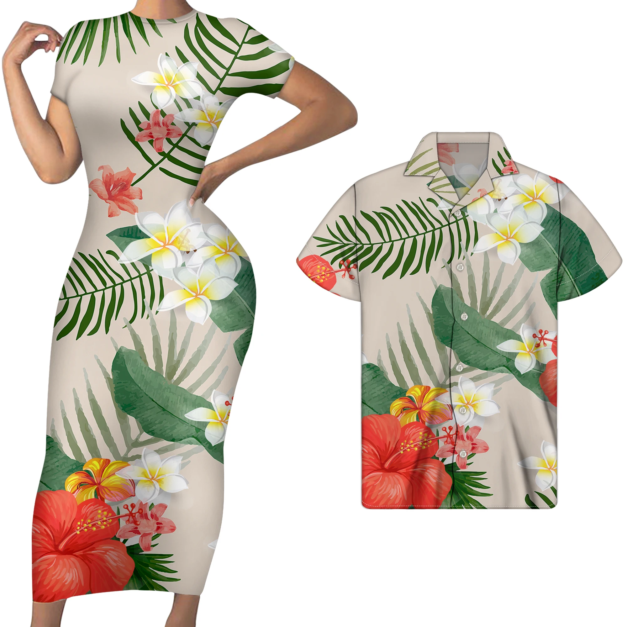 

Polynesia Stripe Africa Clothing for Couples Women Bodycon Party Long Dress Casual Mens Cuban Collar T-Shirt Summer Holidays New