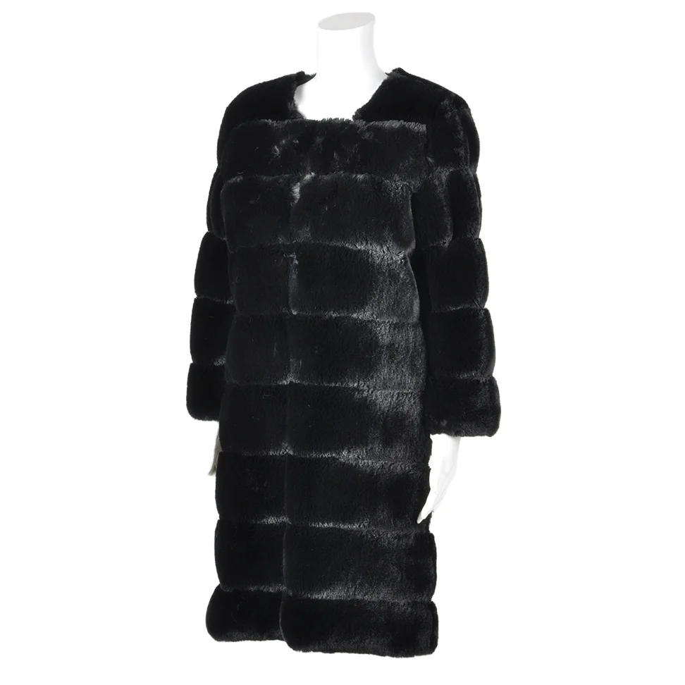 

Fashion Slim Liner Coat Winter Warm Women Black Faux Fur Coat