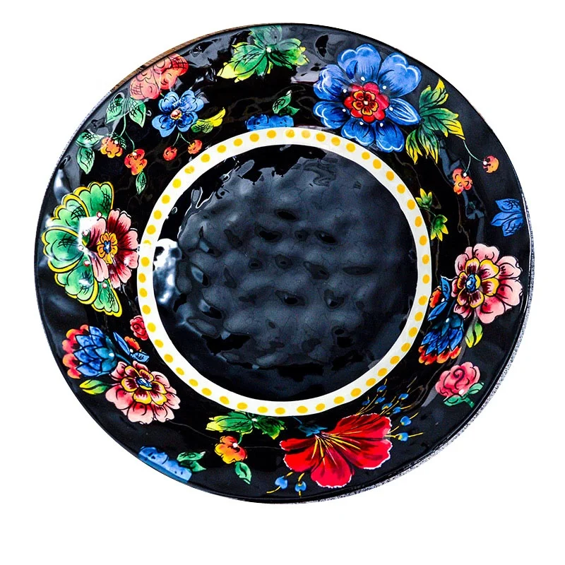 

Black hammered craft hand-painted ceramic soup bowl