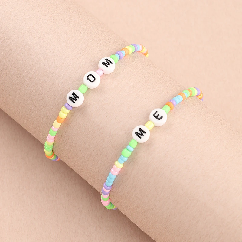 

Wholesale Cute Parent-Child Beaded Colorful Letter Cartoon Bracelet For MOM KIDS
