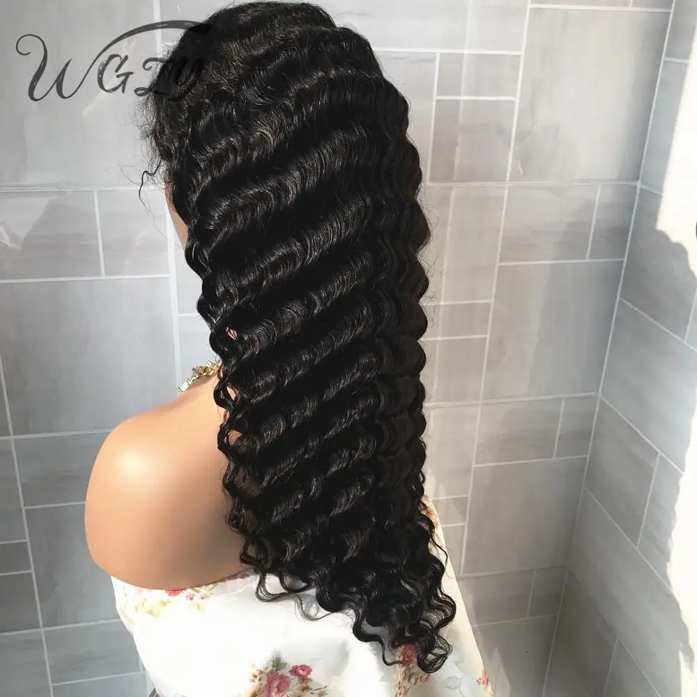 

Wholesale 100% virgin raw human hair deep wave lace frontal Jewish Kosher Wigs perucas de cabelo humano