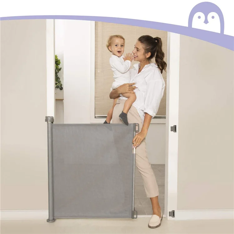 

2021 Amazon Hot Selling Newest Baby Door Gate Retractable Stair Gate For Baby And Pets, White