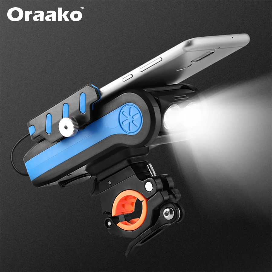 

Hot Selling Bicycle Light With USB Power Bank 4000mAh Bike Mobile Phone Holder Speaker Front Light