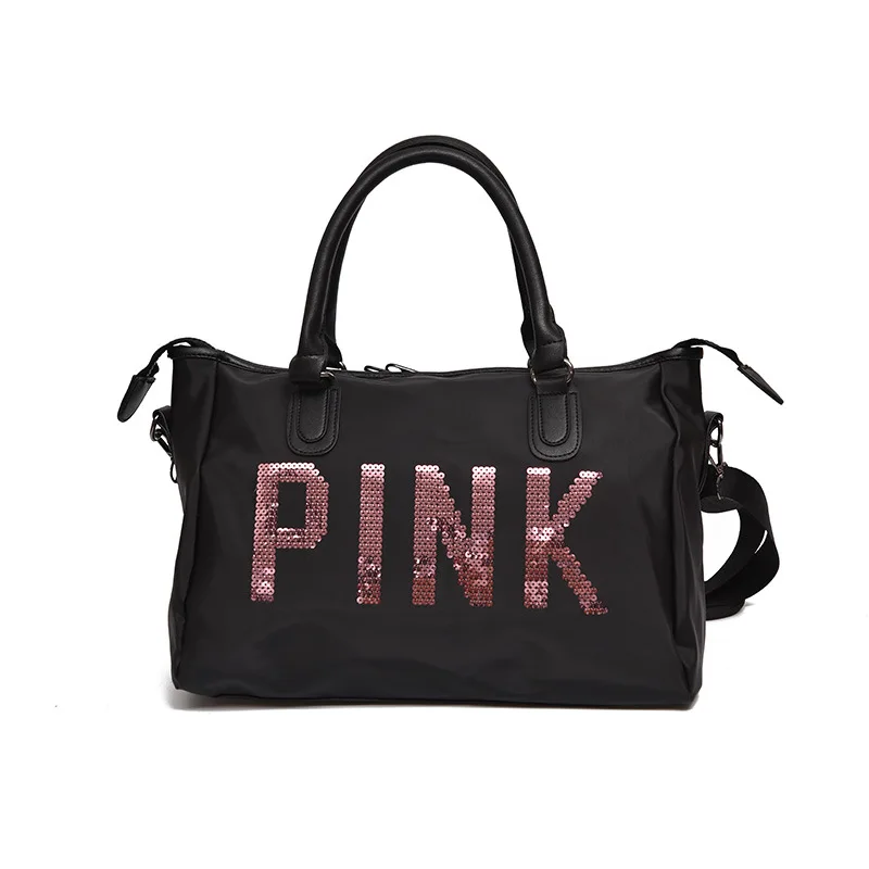 

women men pink gym bag designer custom waterproof nylon sports duffle bag, 4 colors