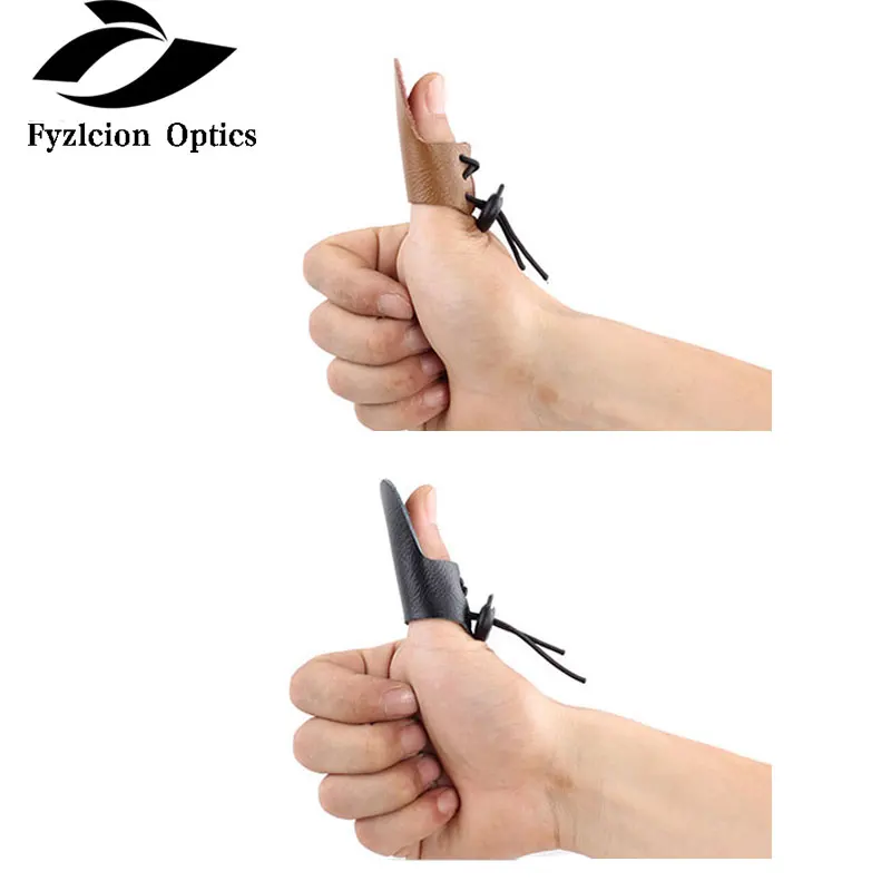 

New Archery Finger Guard 5.7x2.6cm Leather Black/Brown Thumb Finger Tip Protector Guard Hunting Shoot