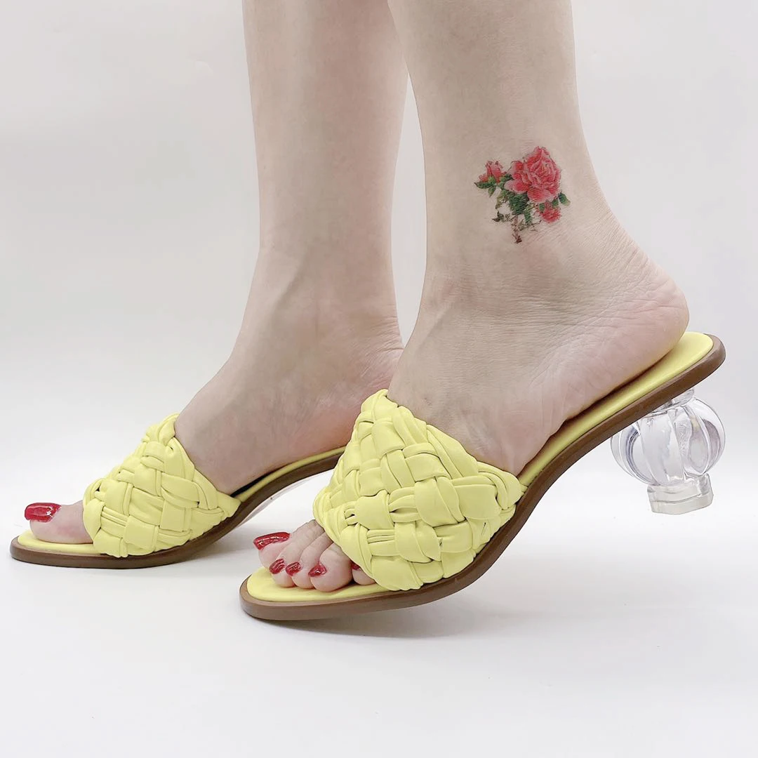 

601-3 Braided Strap Women Shoes Summer Sandals Clear Heels Slippers