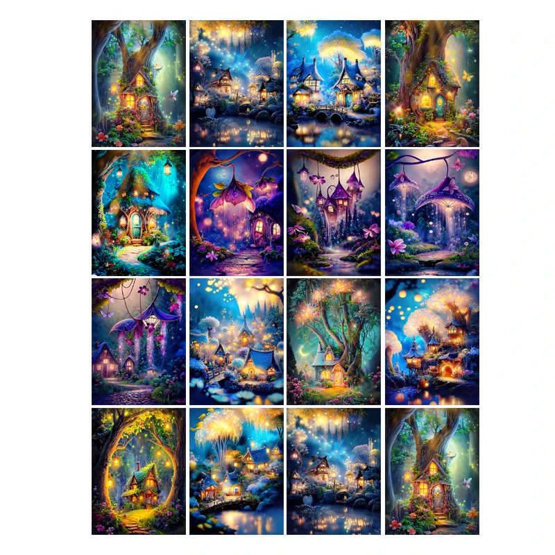 

Diy Diamond Painting Fantasy Landscape Embroidery Mosaic Night Scene Crystal Wall Art Customer Home Decoration Kits