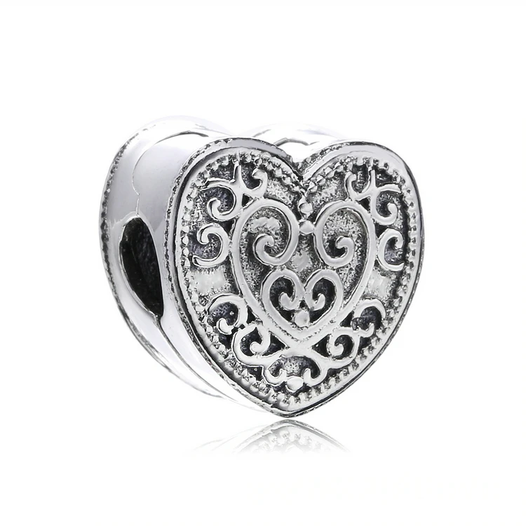 

New hot selling products gorgeous stylish silver heart clip charms, Rose gold