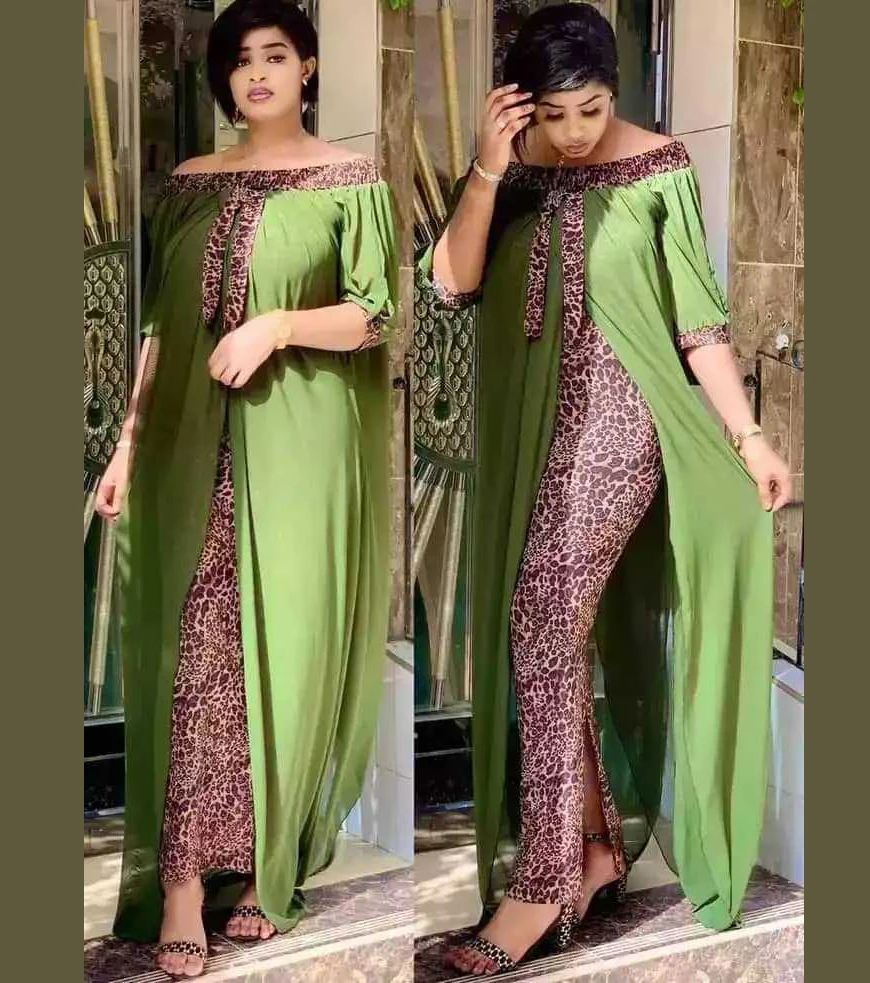

African Women Dresses Printed long gown Two piece set, As showed