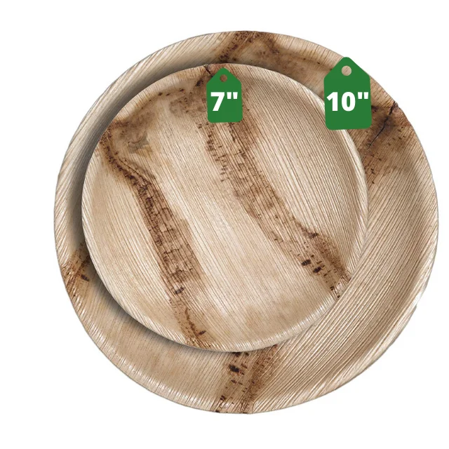 

Palm Leaf Round Plates Combo 10 & 7 Inch Pack (25 + 25 plates) | Biodegradable, All Natural & Chemical Free | Amazon Bestseller, Natural bamboo color