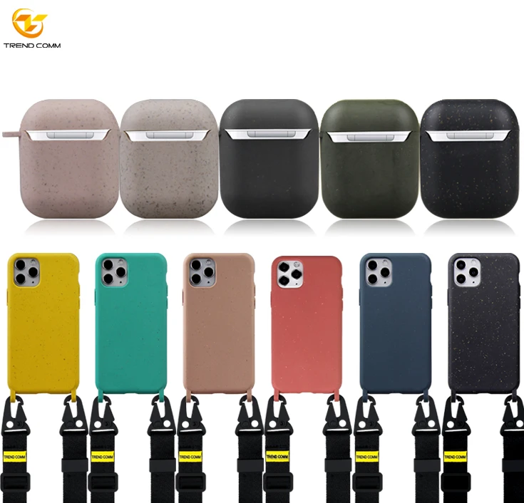 

2 in 1 Biodegradable Shockproof Case For iPhone 11 Pro With Holder For Airpods