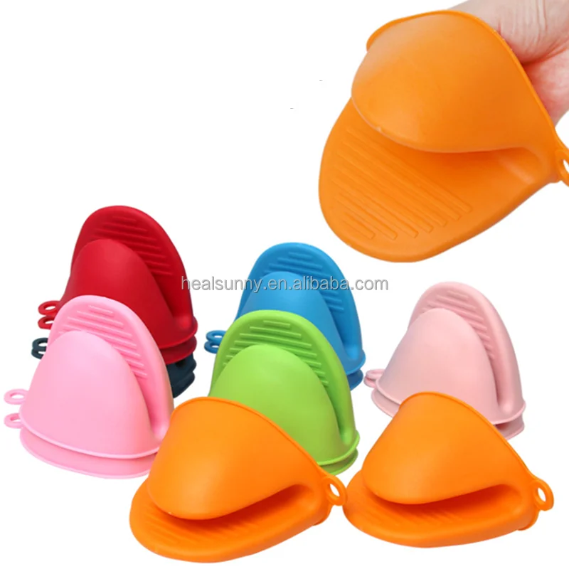 

Heat Resistant Mini Silicone Pinch Oven Mitts for Pot or Kitchen use as Potholder or Baking Holder, Multi color