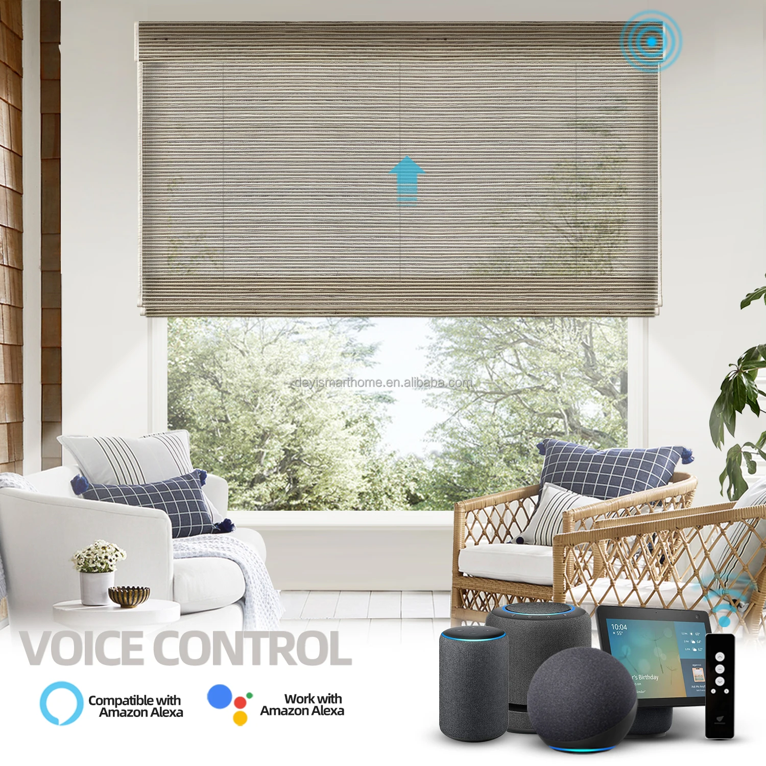 

Google Alexa Cheap Bamboo Shades Batteri Blind Customizable Motorized Blackout Smart Blinds