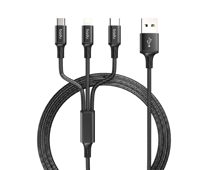 

Best Sellers Mobile Phone Data Charging Flex Cables 2.4A Usb To V8+Type-C+8 Pin Port