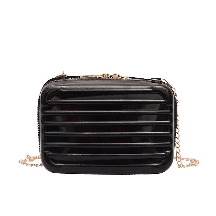 

Mini Square Luggage Shape Ladies Chains Beauty Makeup Suitcase Small Handbag Women Cross Body Shoulder Bag