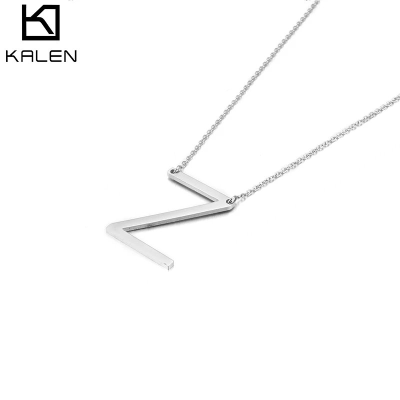 

New Product Personality Stainless Steel Women Initial Letter Chain Necklace Jewelry, Silver