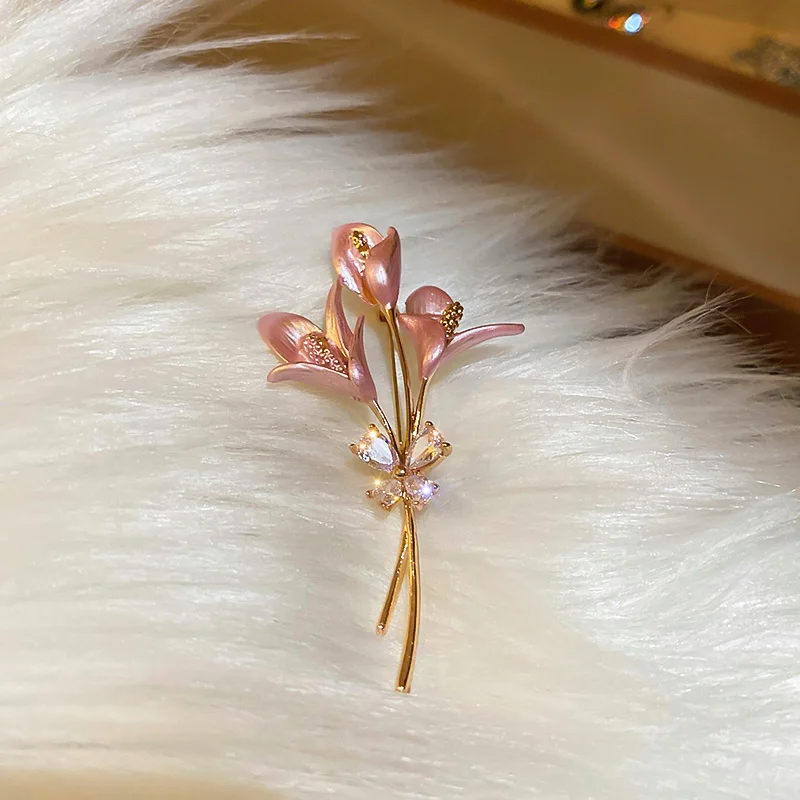 

fashion crystal butterfly pink brooch flowers