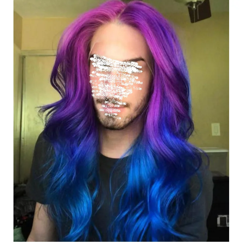 

Purple Blue Colored Body Wave Front Hair Wig HD Transparent Blonde Full Frontal Wigs For Women