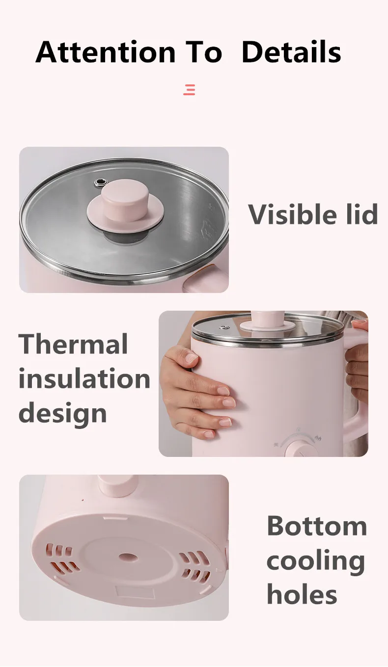 Portable Travel Egg Steam Noodle Pot Mini Electric Rice Cooker