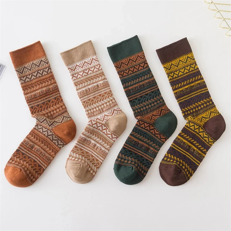 

Custom Women Long Socks Autumn Winter Fashion Crew Socks Women National Style Cotton Socks For Women Dropshipping