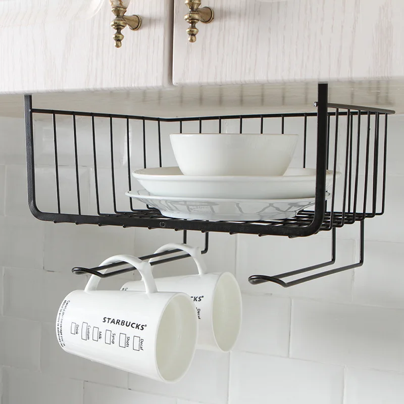 

Factory Direct Wholesale Home Storage Basket Under Cabinet Storage Shelf Kitchen Storage Rack Hanger Rack, Customized color