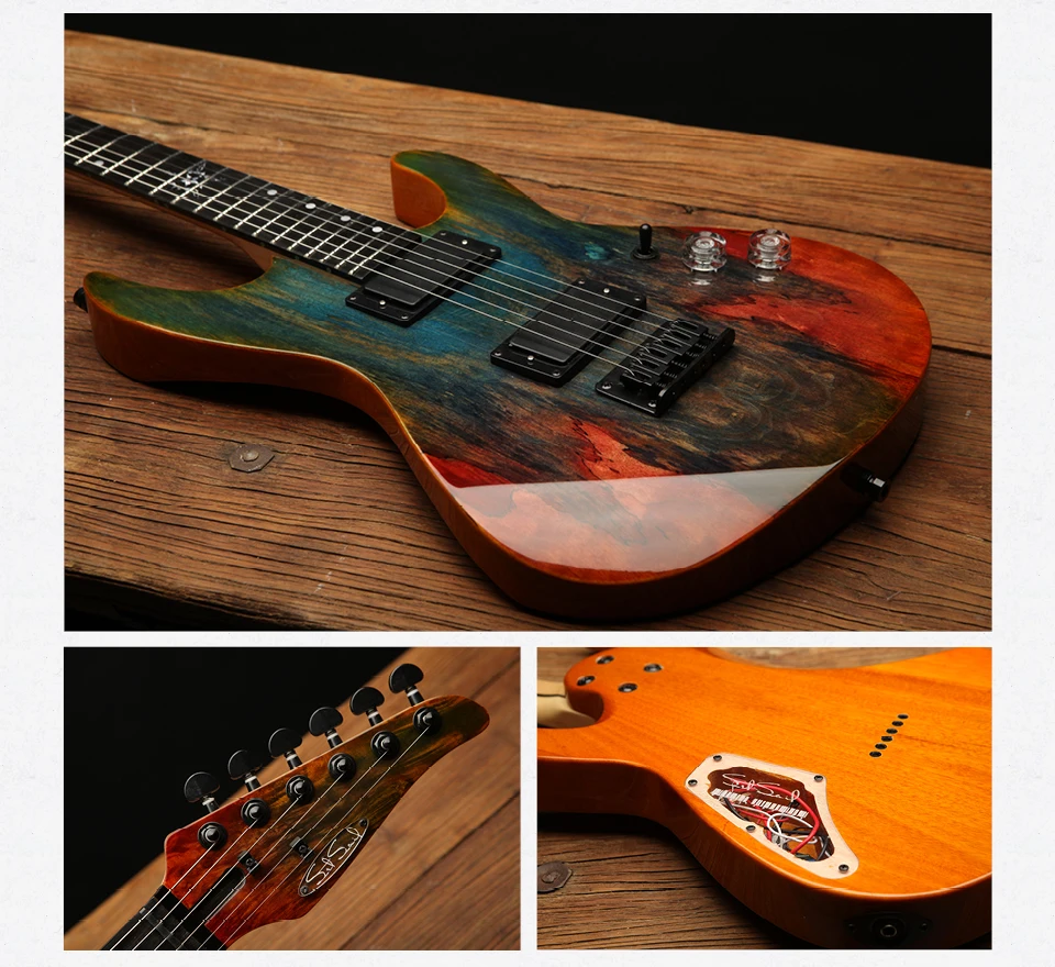 Derulo Electric Guitar Oem Kids Children's 22frets Travel Mini Pattern