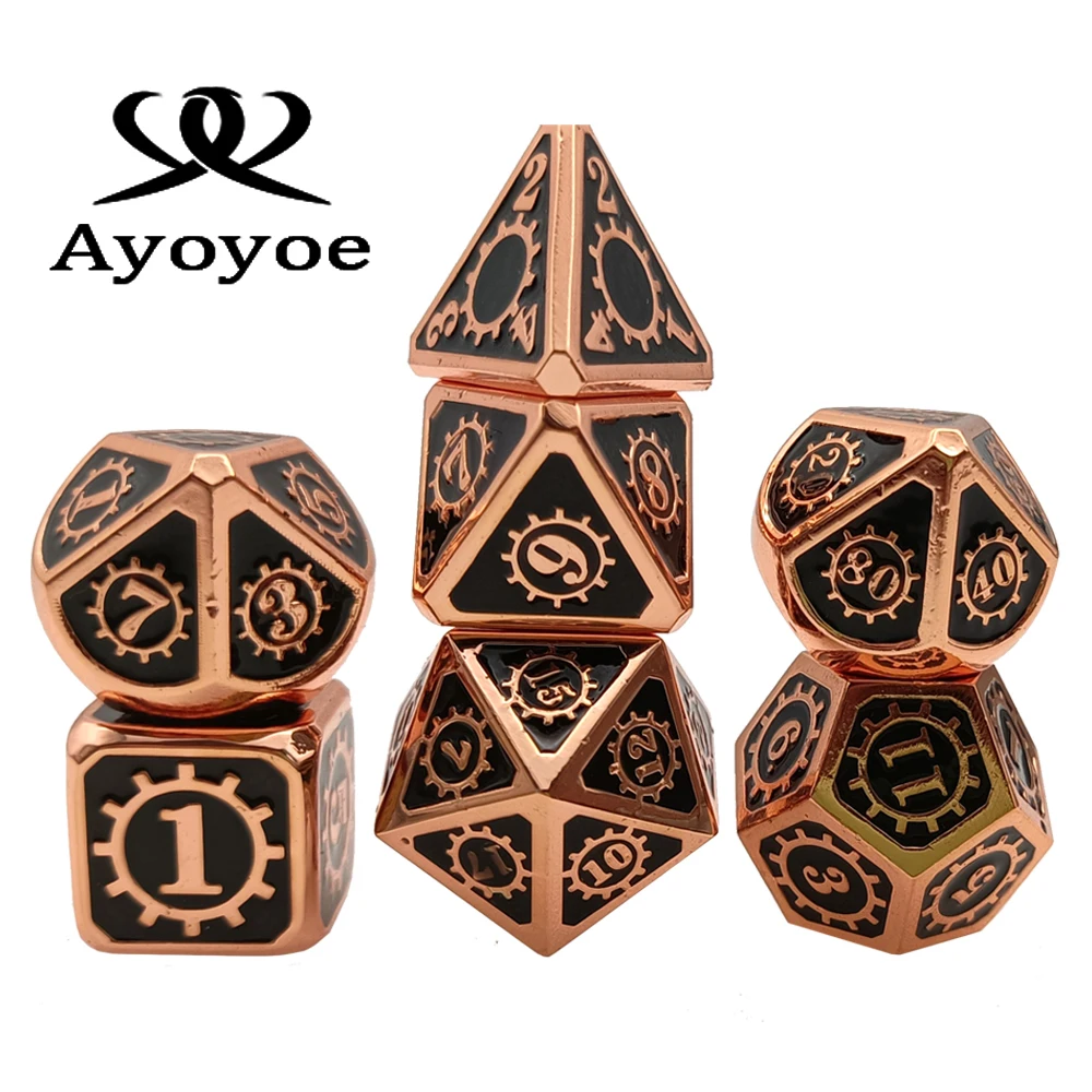 

New Design Metal Steel Gear DND Polyhedral Dice Set For Dungeon And Dragon Games, Customized color