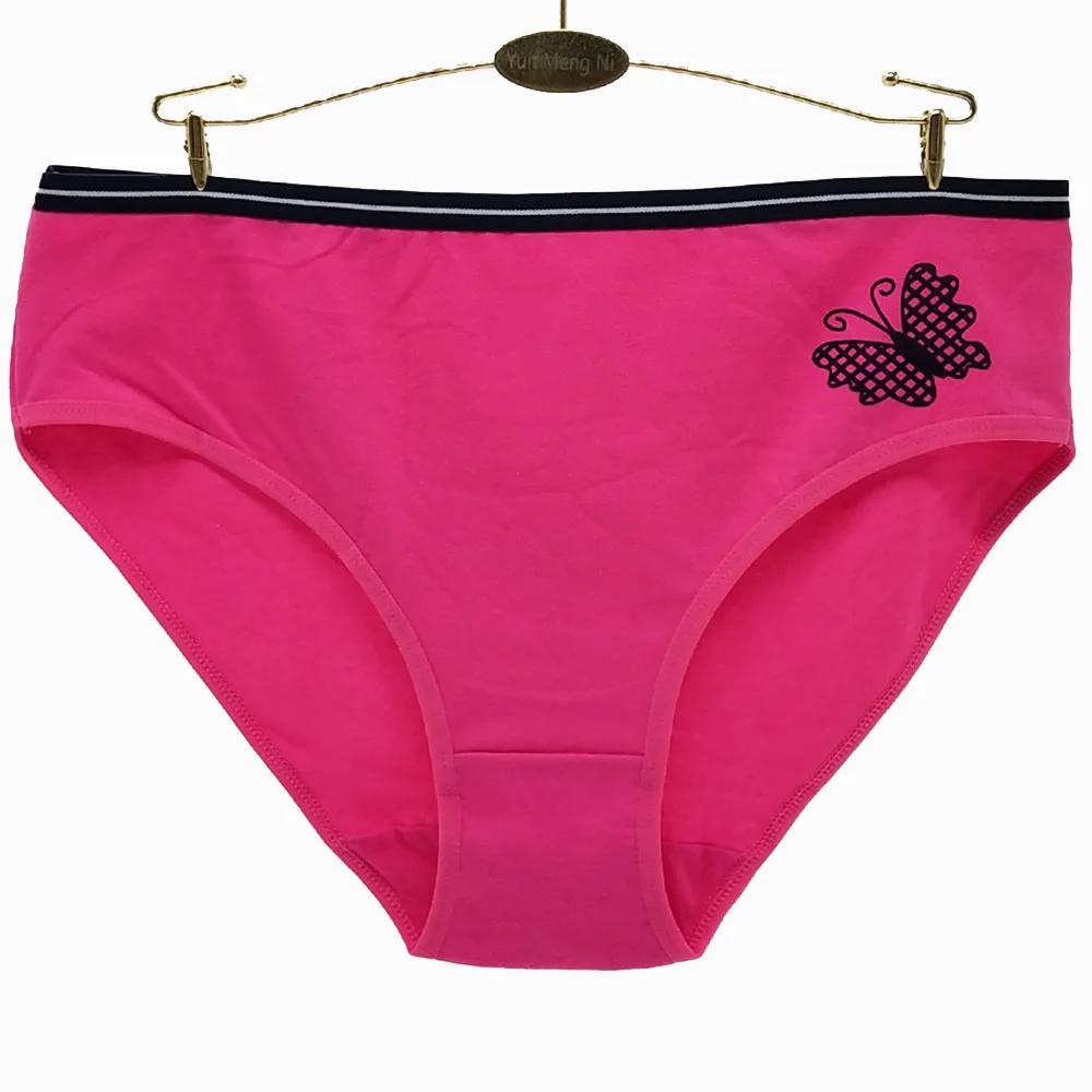 Butterfly printed cotton big European size 2XL 3XL 4XL womens briefs panties underwear