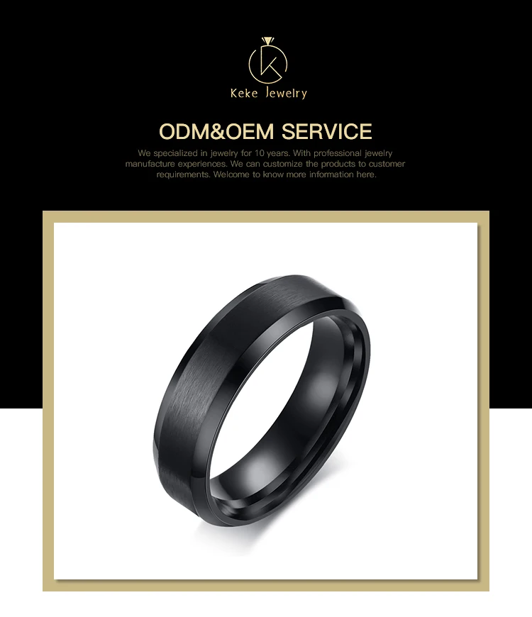 Cool Simple Stainless Steel 8 MM Black Plated Finger Ring  R-546