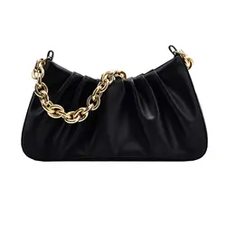 Ruched Elegance Chain Purses Fashion Bags for Wome