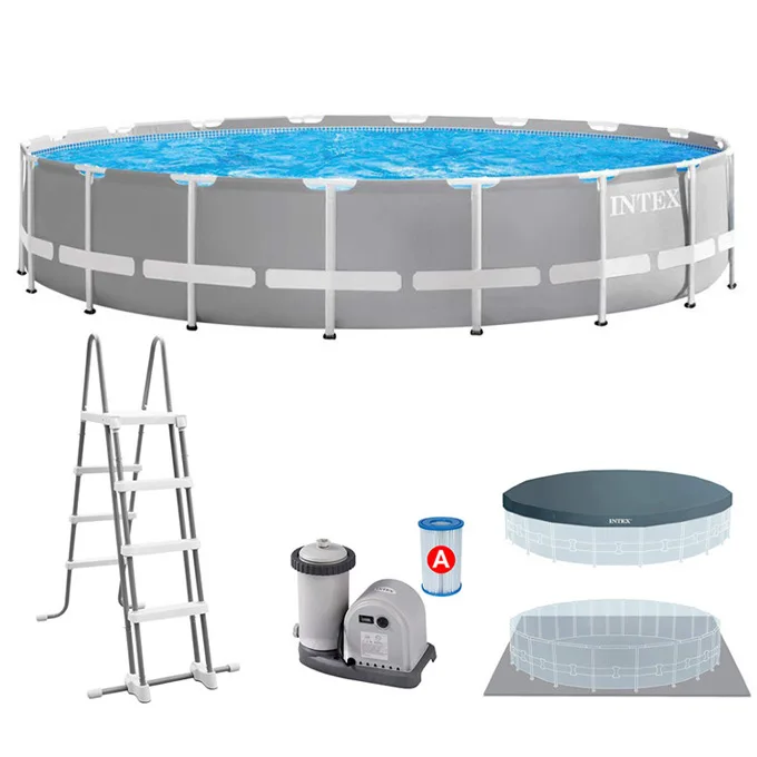 

Original Intex 26732 18FT X 48IN PRISM FRAME PREMIUM POOL SET Outdoor Swimming Pool Above Ground Pool & Accessories Included