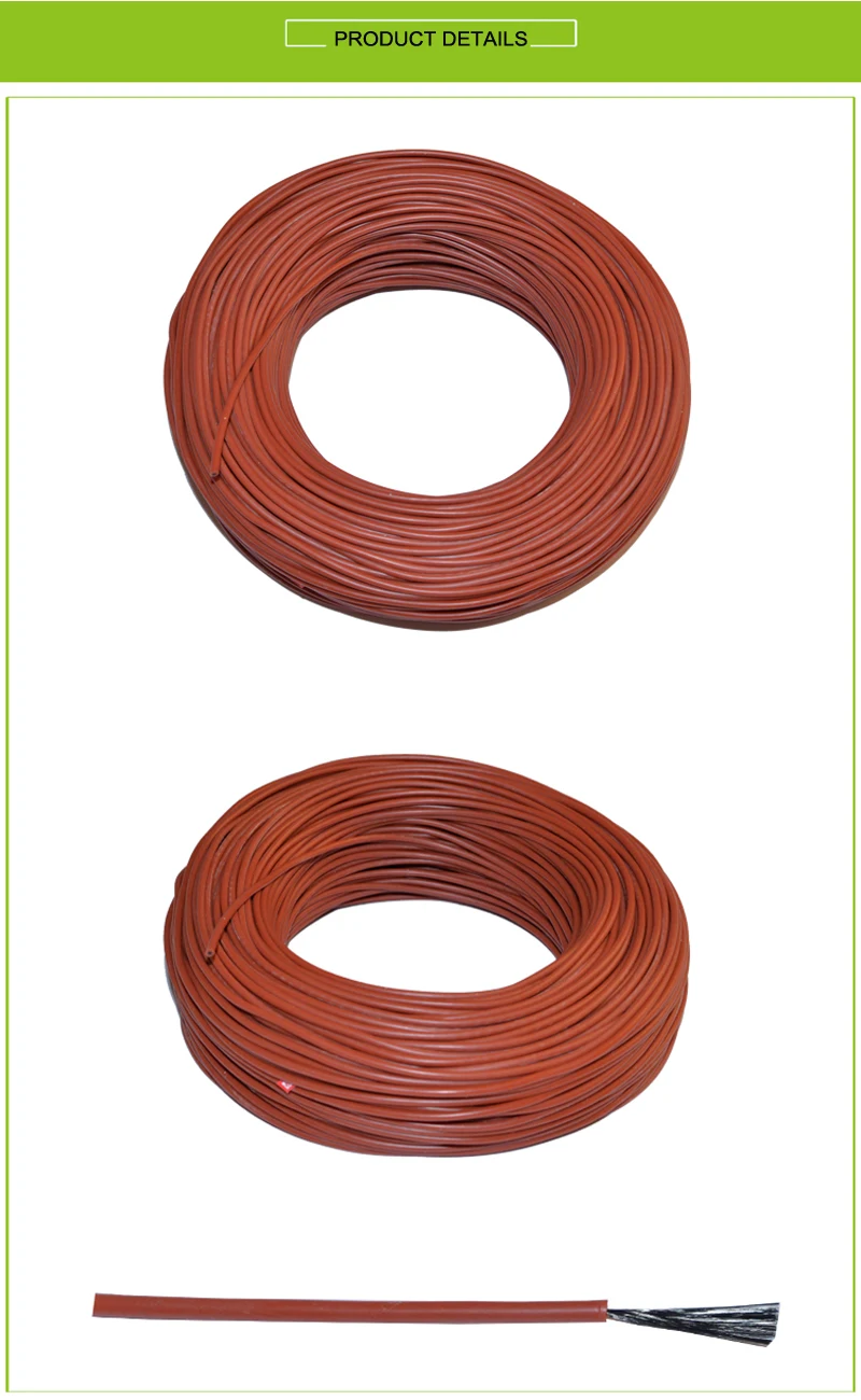 Carbon Fiber Heat Resistant Soft Silicone Rubber Electric Heating Wire