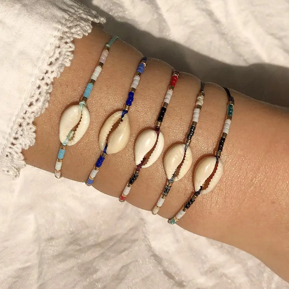 

Bohemian Party Beach 2023 Jewelry Adjustable Women Woven Rope Colorful Shell Beaded Handmade Boho Bracelet