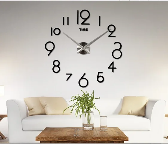 

wall clocks 3d acrylic mirror covered sticker clocks diy big 3d decorative wall clocks, Silver,black,gold