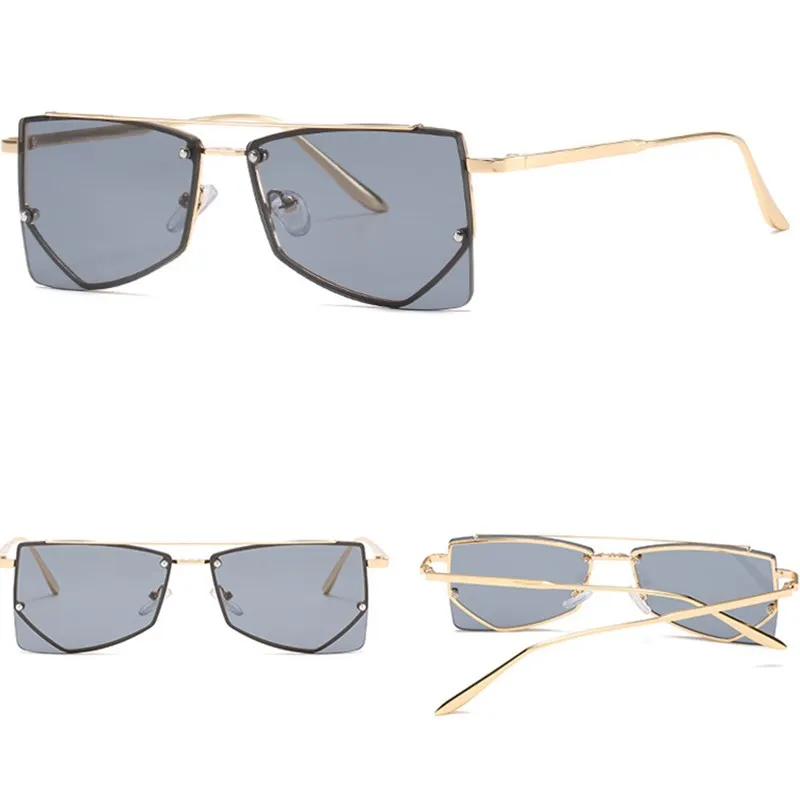 

DLL7122 Rimless oversized sunglasses new fashion Cutting Lens Sun Glasses for women Irregular Design Style Geometric