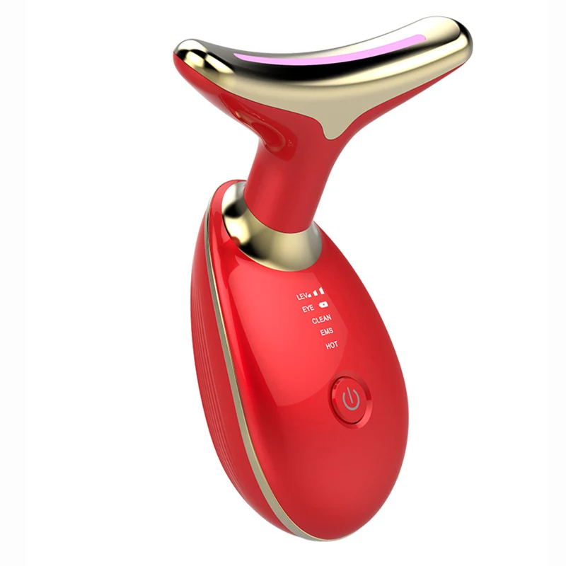 

New style neck wrinkle removal decree wrinkle beauty neck massager home led color light skin rejuvenation beauty device, White,pink