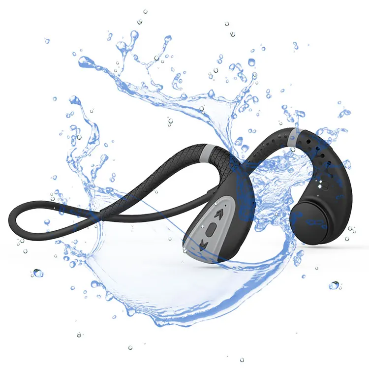 

bone conduction sport headphone ipx8 for swimming for running bluetooth earphone waterproof headphones, Grey, blue