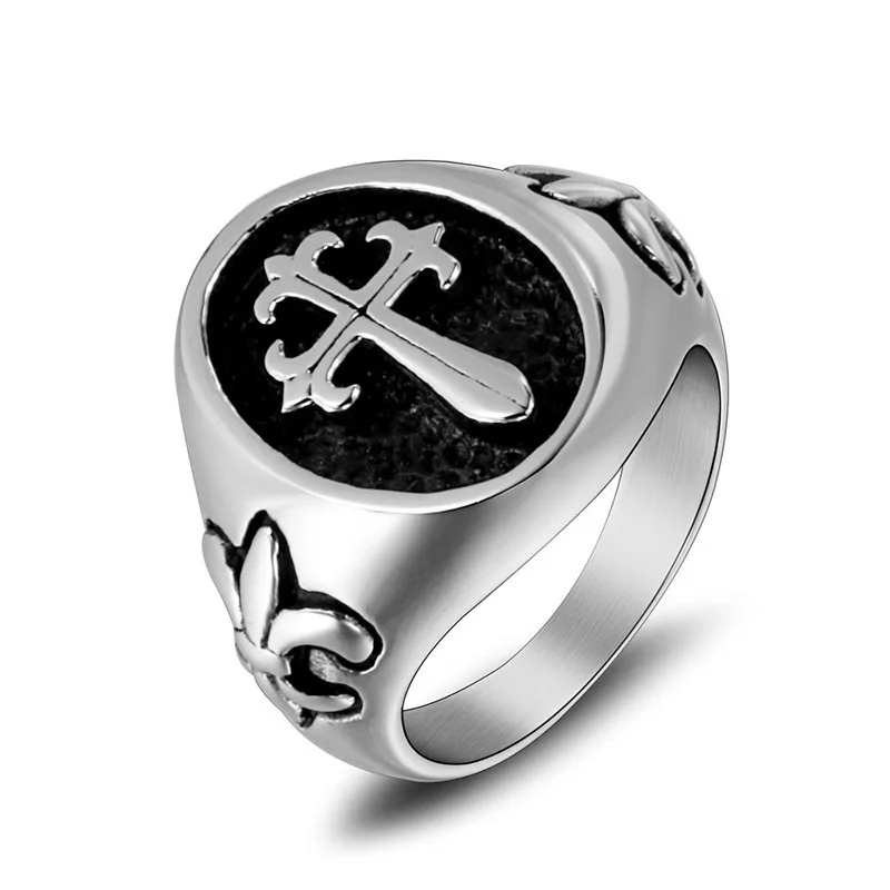 

2021 Sailing Jewelry Vintage Gothic Cross Ring Gothic Cross Mens Ring Titanium Steel Cross Ring