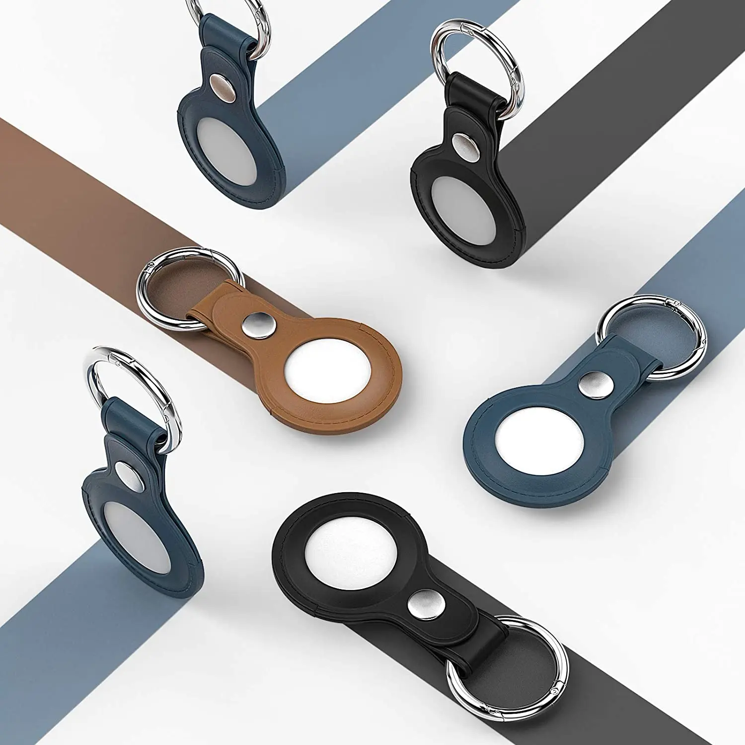 

2021 Custom Luxury Anti-Scratch Protective Top Full Grain Genuine Leather Case Cover Tracker Holder For AirTag Leather Key Ring