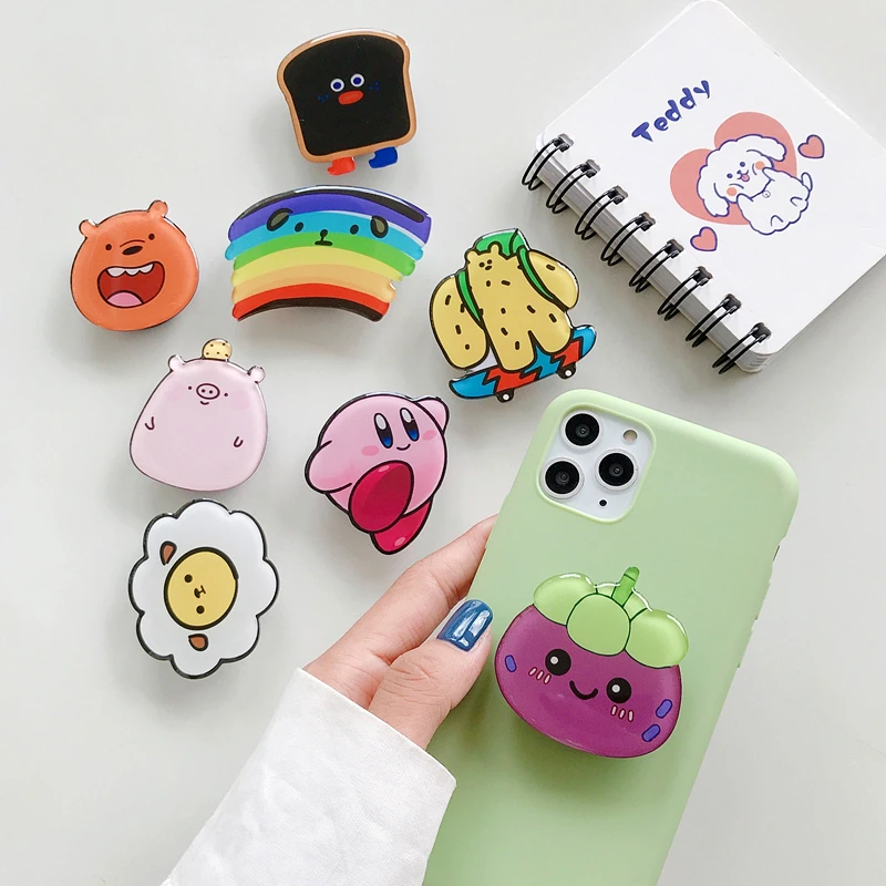 

wholesale Cell Mobile Phone Accessories Cute 3D Cartoons Airbag Phone Expanding Stand Finger Holder Grip for Popular Phone Socke, Black / white / custom