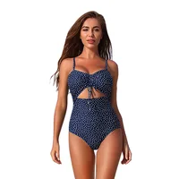 

2020 OEM Women Strapless Sexy Wave Point One-piece Print Swimwear