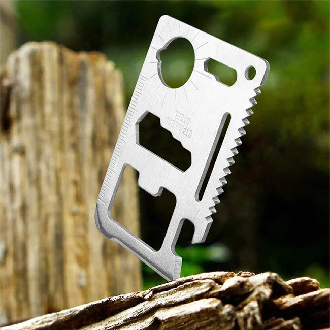 

Beer Opener Survival Pocket Tool 11 in 1 Multitools Stainless Steel Survival Tool Card, Multi function survival card multi tool opener