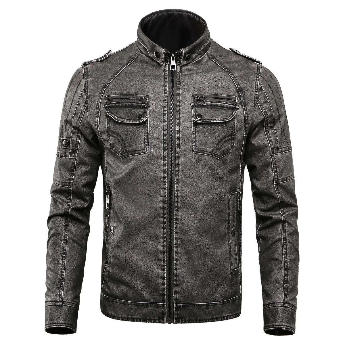 

Mens Winter plus size outdoor puffer jackets casual fashion Lamb wool men's motorcycle leather jacket