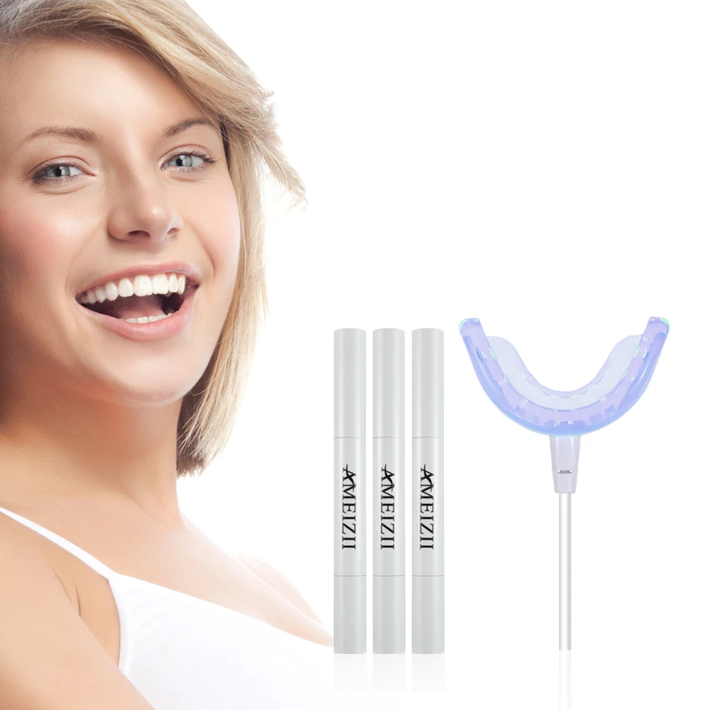 

Wholesale Home Teeth Whitening Lamp Kits 16 LED Blue Light Tooth Whitener Equipments Blanqueamiento Dental Whotening Gel Pen Set