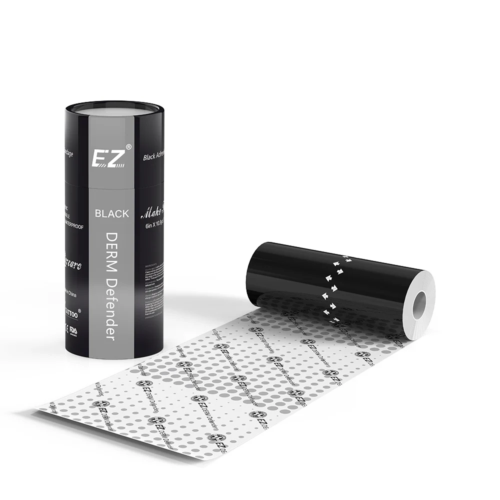Wholesale EZ Derm Defender Black Roll-Shaped 15cm X 10m UV-Blocking Waterproof Tattoo Aftercare Bandage Protective Film
